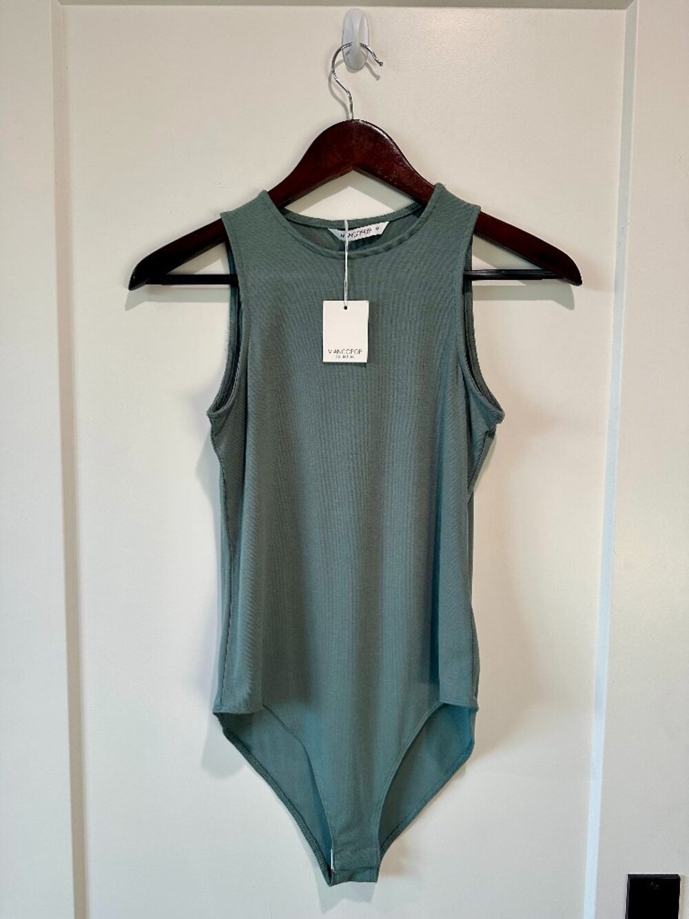 MANGOPOP NWT Sleeveless Tank Bodysuit Sage Green Size Medium